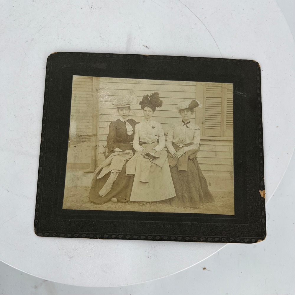 Antique c1910 Edwardian Women Photo 3 Ladies Large Hats Fashion 7x5 Portrait